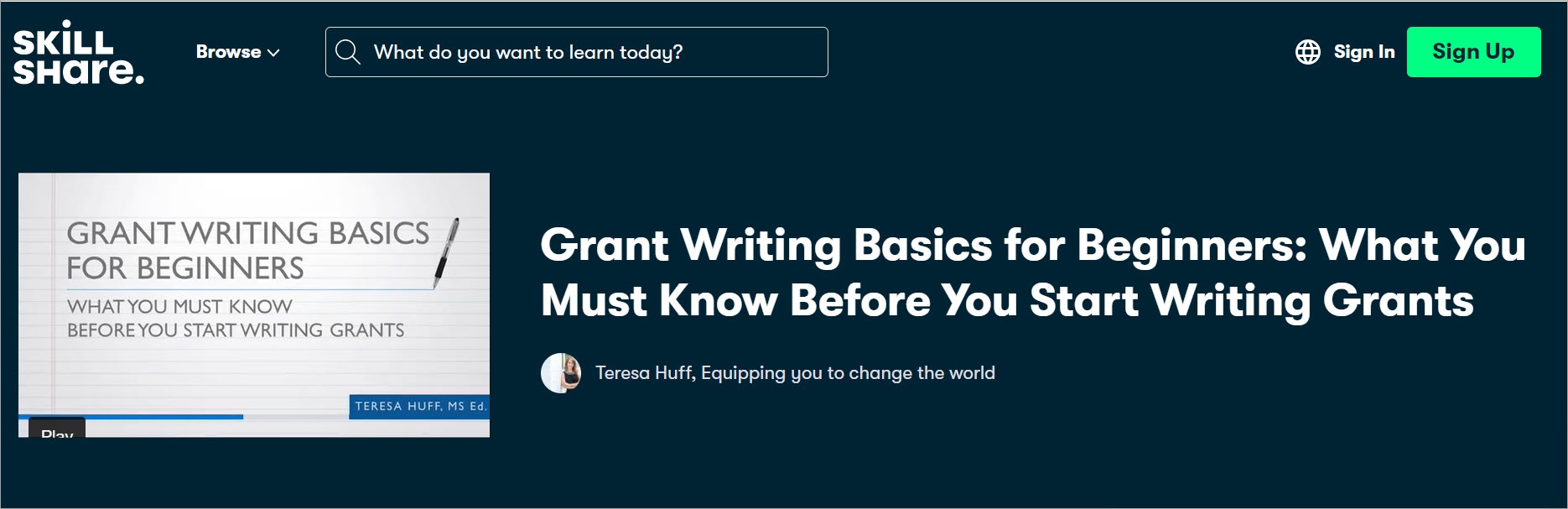 Skill Share Grant Writing Course
