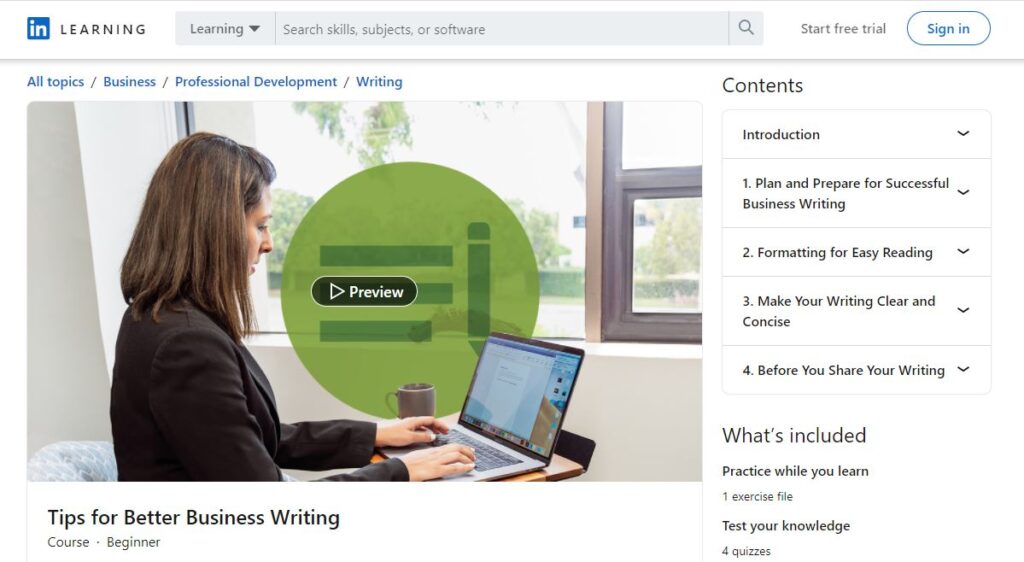 Business Writing - LinkedIn Learning