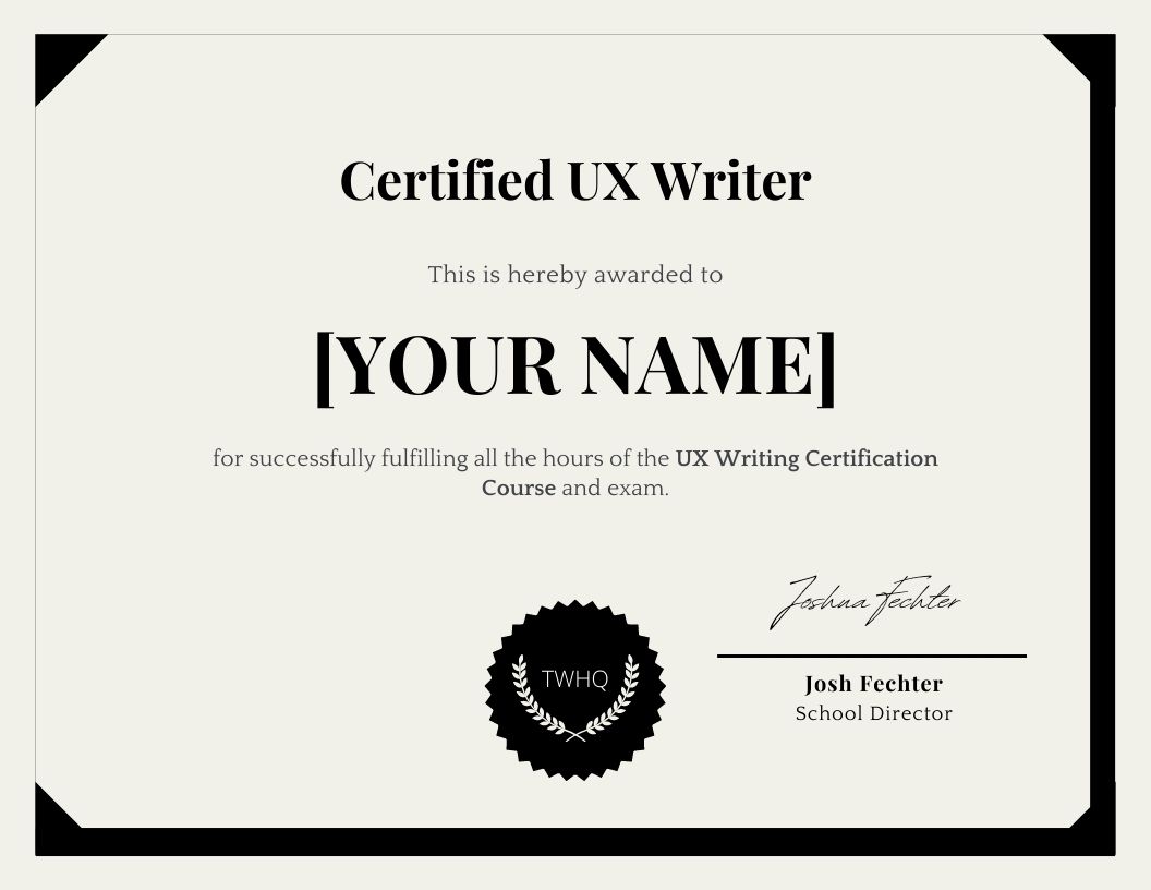 Certified UX Writer