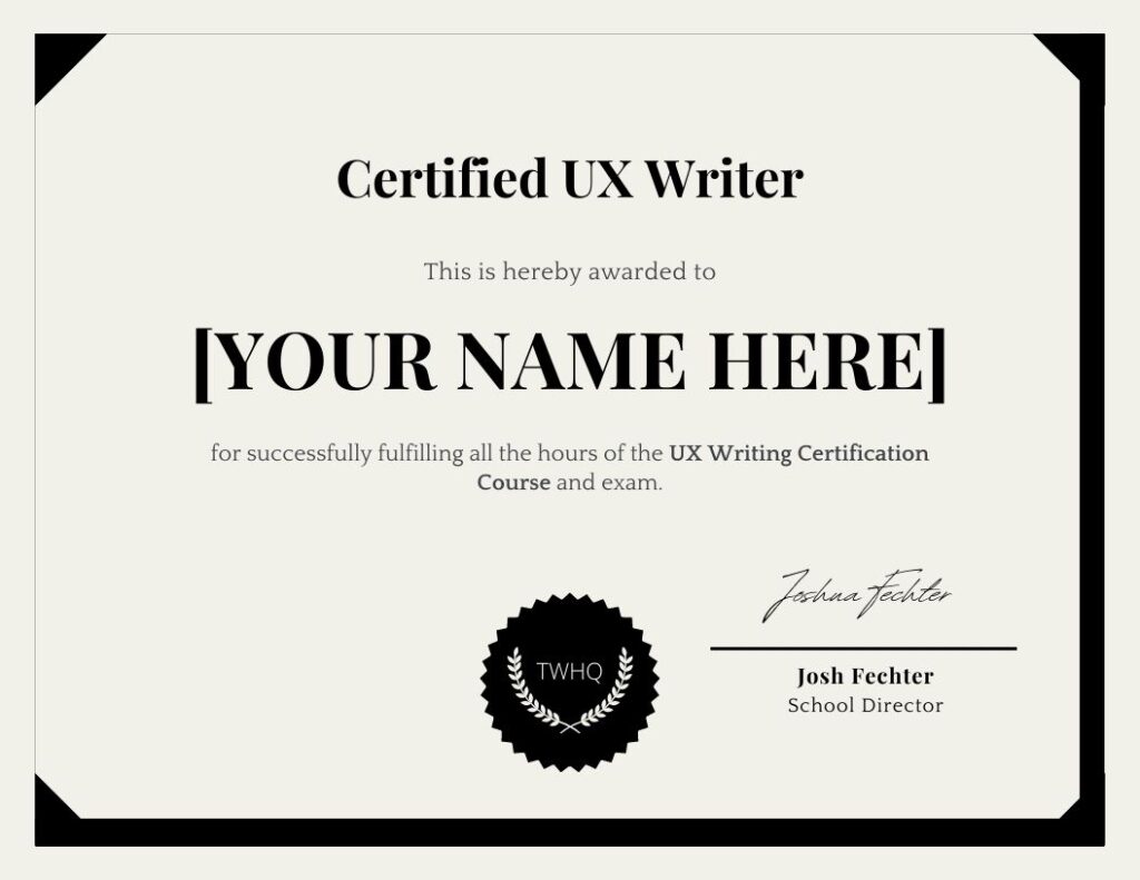 certified ux writer