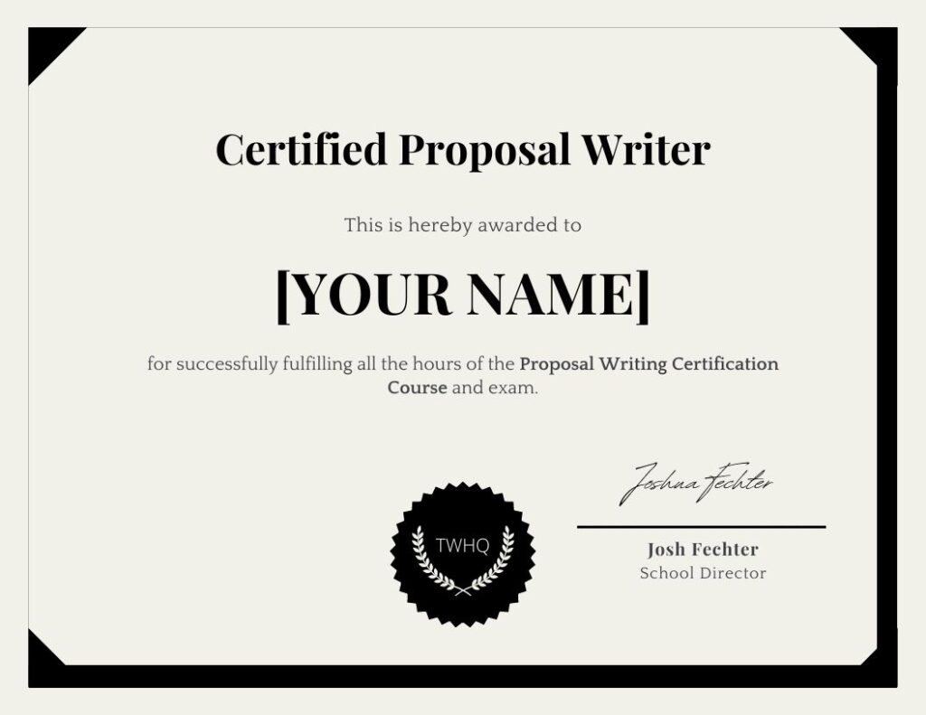 proposal writer certification