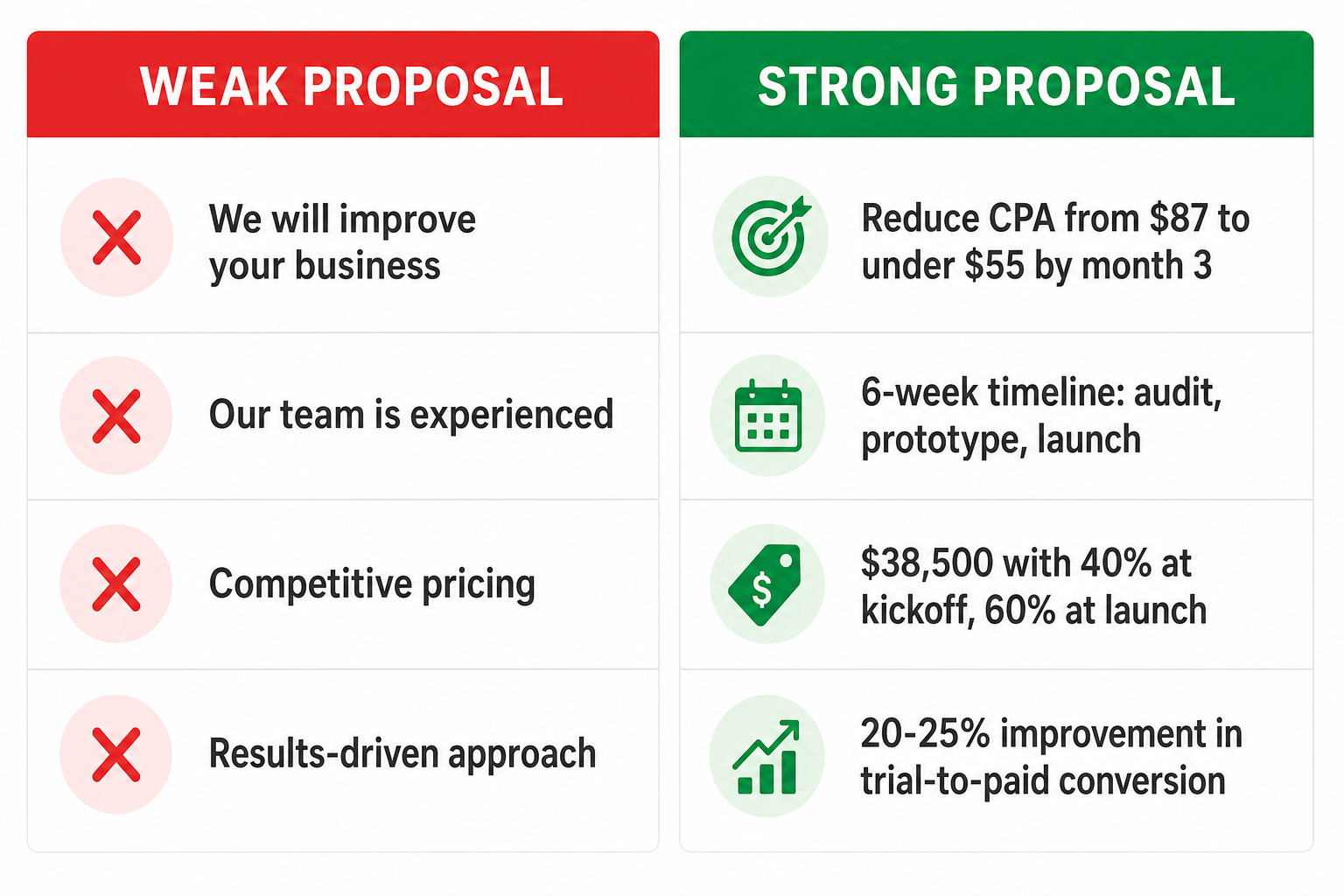 Weak proposal vs strong proposal comparison